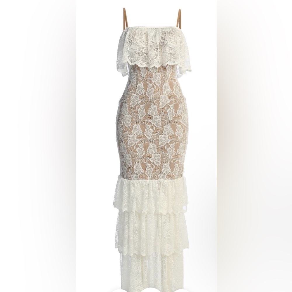 JLUXLABEL White Lace Strapless Maxi Dress - Picture 2 of 5
